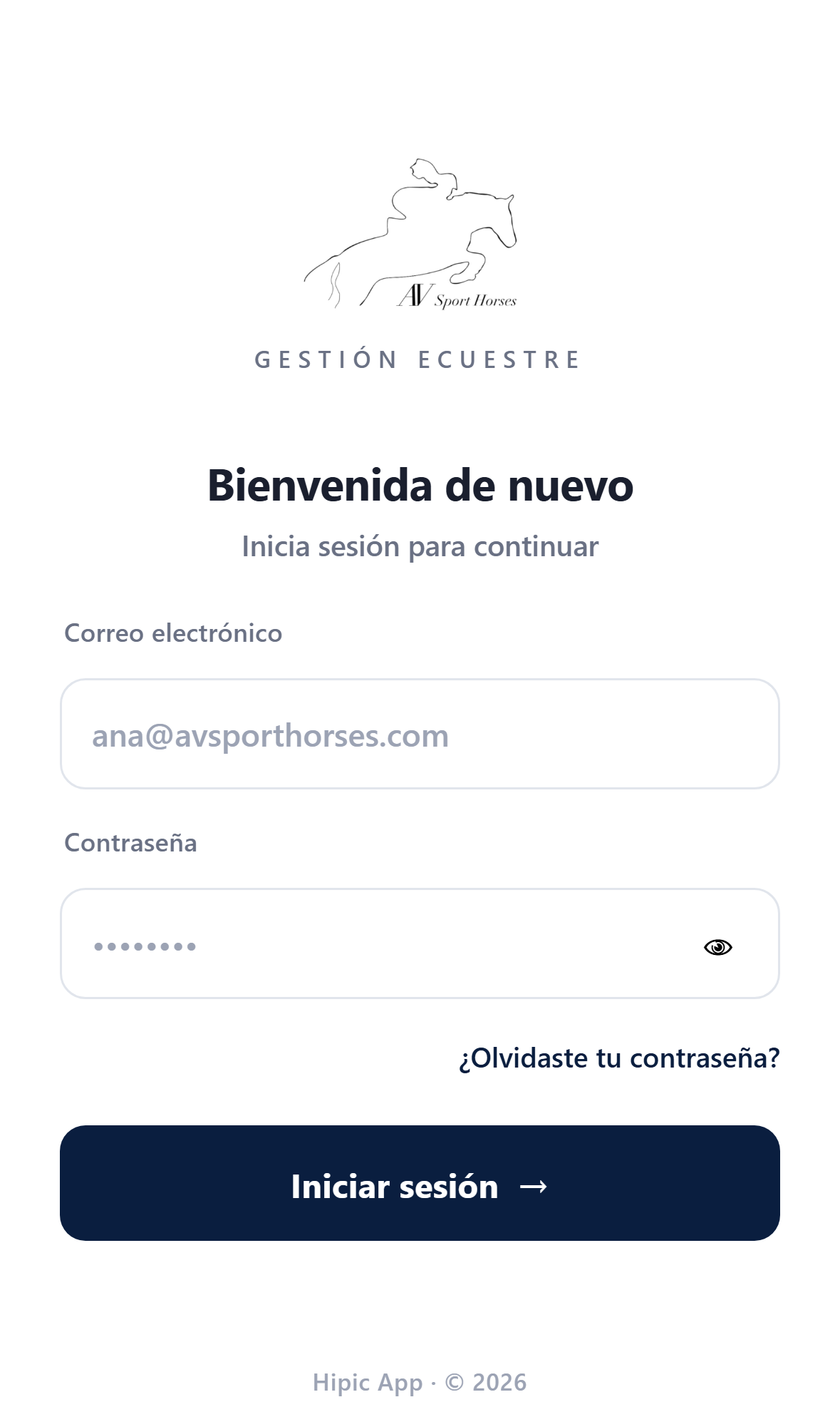 Pantalla de acceso de la app