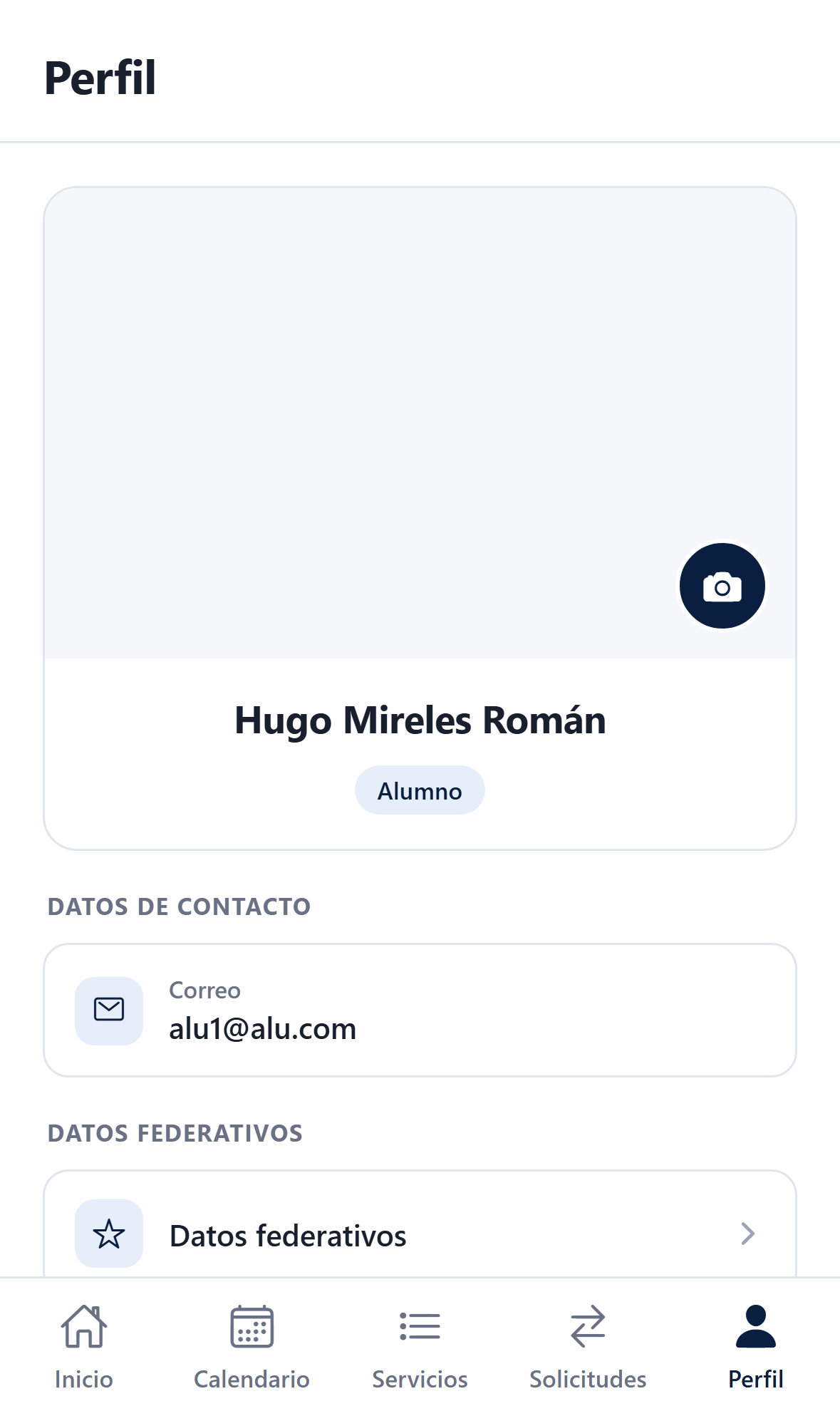 Perfil de usuario en la app